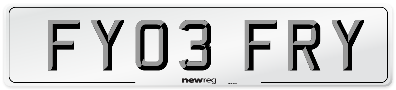 FY03 FRY Number Plate from New Reg